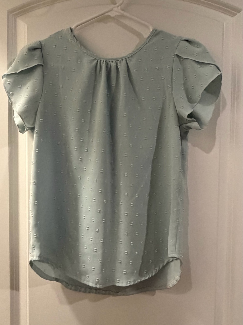SHEIN Mint Textured Flutter Sleeve Blouse